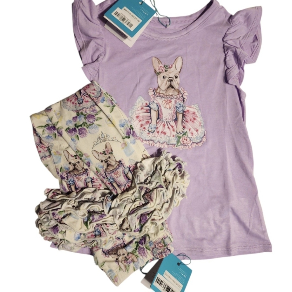 Posh Peanut Posh Frenchie Ruffled Tee and Cha Cha Leggings 3T/4T NWT - Picture 4 of 6